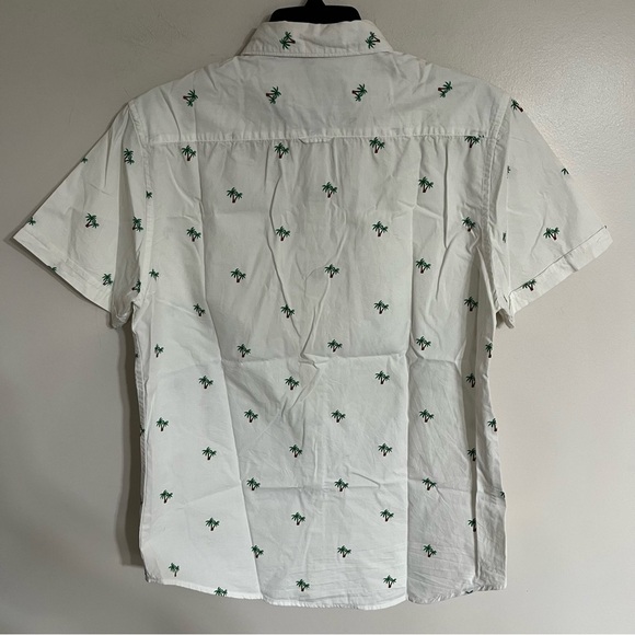 Men’s Denim & Flower Ricky Singh Size Medium Button Down Palm Tree Shirt White - Picture 7 of 9